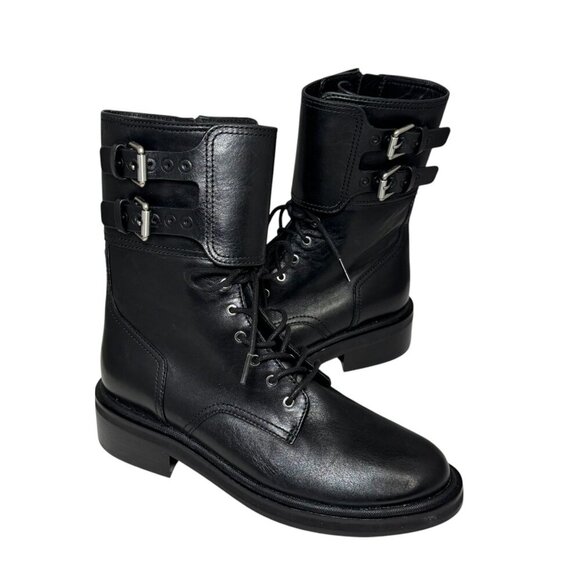 RAG & BONE RB Leather Buckle-Cuff Moto Boots Size 39, 9 NEW $675 - Picture 3 of 6